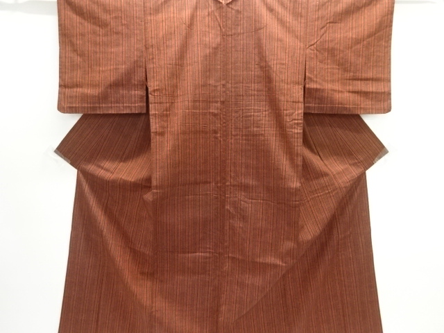 縞織り出し手織り紬単衣着物